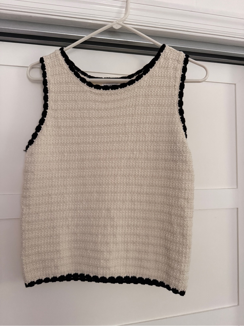Workshop Republic Clothing Cream Knit Tank with Black Trim